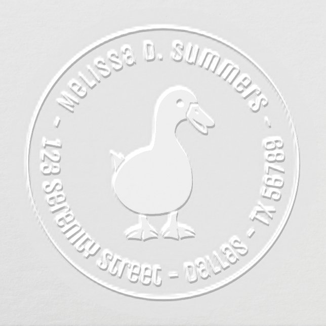 Cute Duck Pet Round Return Address Embosser (Design)
