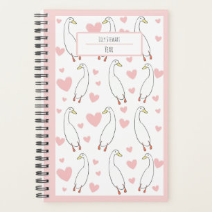 Cute Duck Pink Heart Personalize Planner