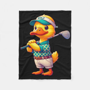 Cute Duck Playing Golf Golfer Golfing Men Women Ki Fleece Blanket