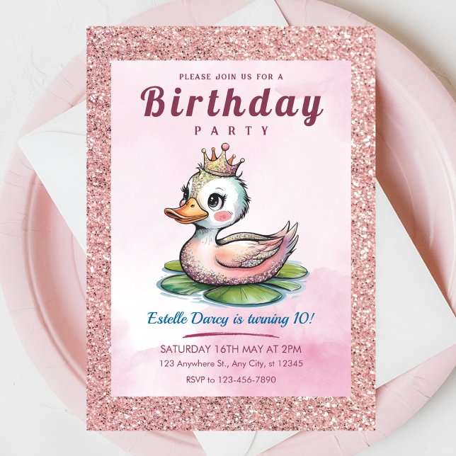 Cute duck princess birthday invitations (Creator Uploaded)