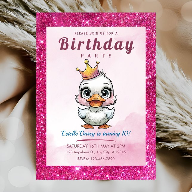 Cute duck princess birthday invitations (Creator Uploaded)
