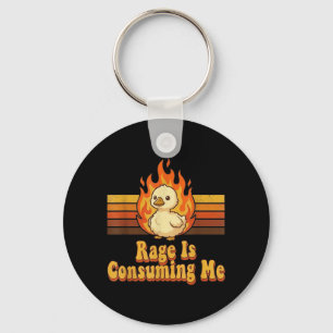 Cute Duck Rage Is Consuming Me Funny Retro Duck Keychain