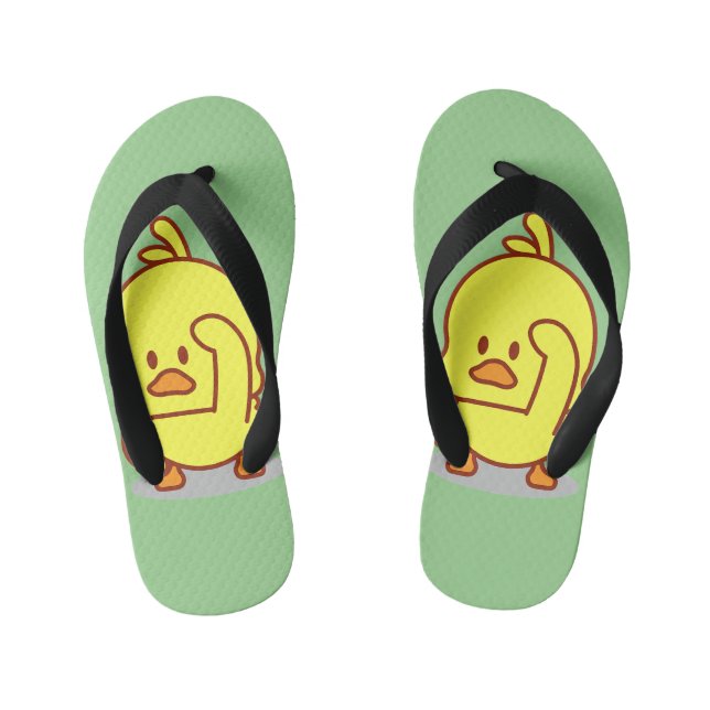 Cute Duck Rubber Duckling Animal Lover Gift Kid's Flip Flops (Footbed)