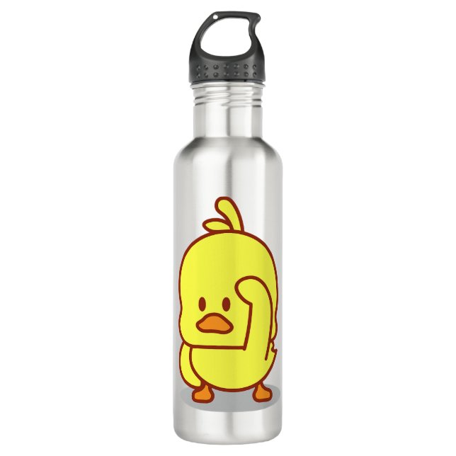 Cute Duck Rubber Duckling Animal Lover Gift Stainless Steel Water Bottle (Front)