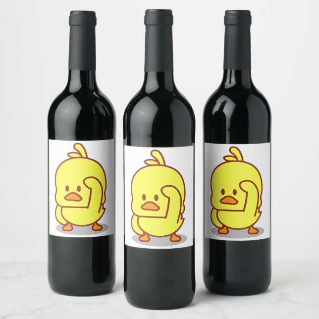 Cute Duck Rubber Duckling Animal Lover Gift Wine Label (Bottles)