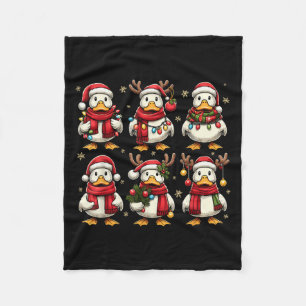 Cute Duck Santa Christmas Lights Funny Xmas Animal Fleece Blanket