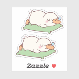 Cute Duck Sleeping On Pillow Sticker