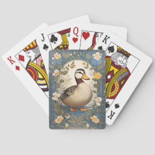 Cute Duck Vintage Floral Nature Inspired Poker Cards