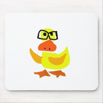 Cute Duck Wearing Glasses Art Mouse Pad by naturesmiles at Zazzle