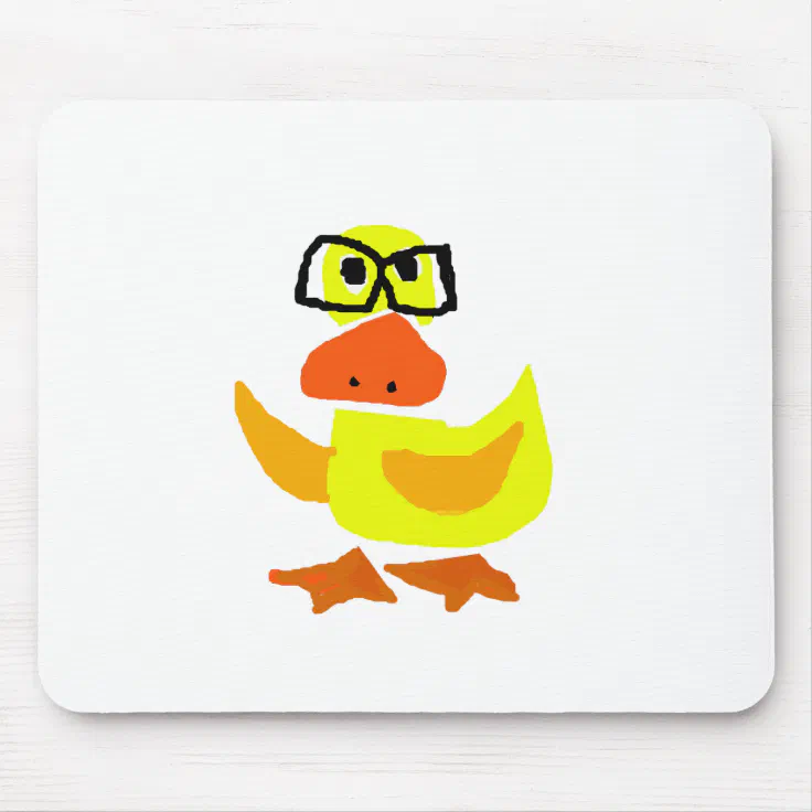 Cute Duck Wearing Glasses Art Mouse Pad | Zazzle