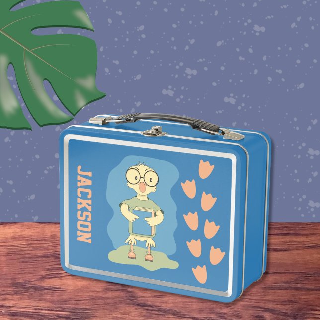 Cute Duck with Book Child's Lunchbox (Cute duckling with book kid metal lunchbox . Perfect for boys or girls . )