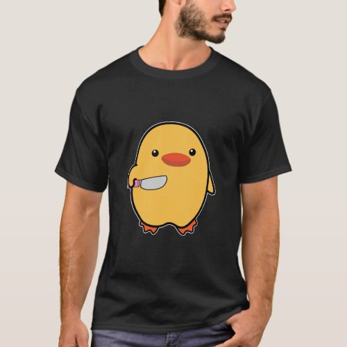 Cute Duck With Knife Funny Duck Gift T_Shirt