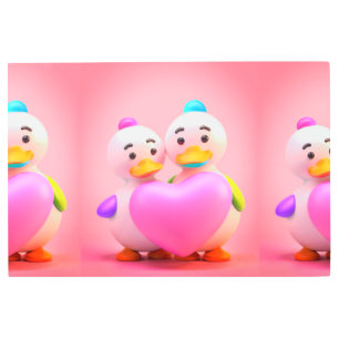 Cute Duck with Mom heartwarming Pink Heart Image  Metal Print