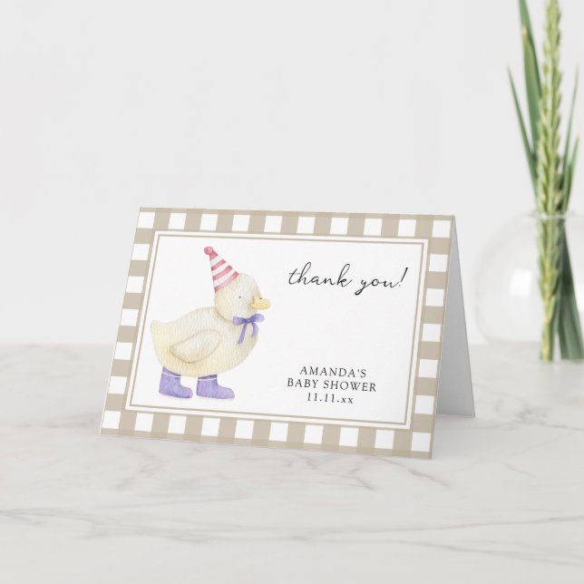 Cute duckling baby shower thank you card (Front)