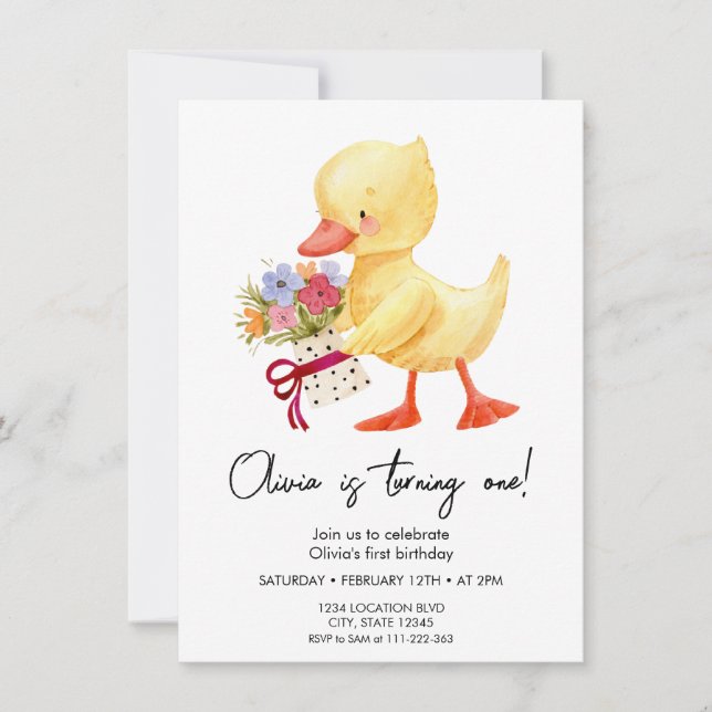 Cute Duckling Birthday Invitation (Front)