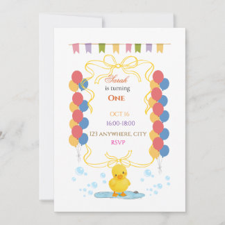 Cute Duckling Birthday Invitation for Kids
