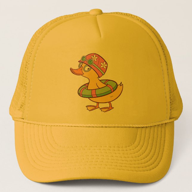 Cute Duckling Cartoon – Kids Trucker Hat (Front)
