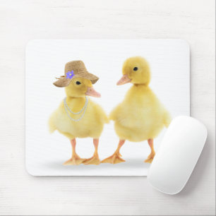Cute Duckling Couple On White Mouse Pad