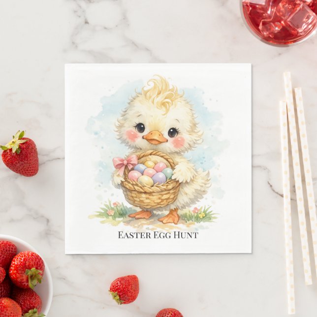 Cute Duckling Easter Egg Party Napkins (Insitu)