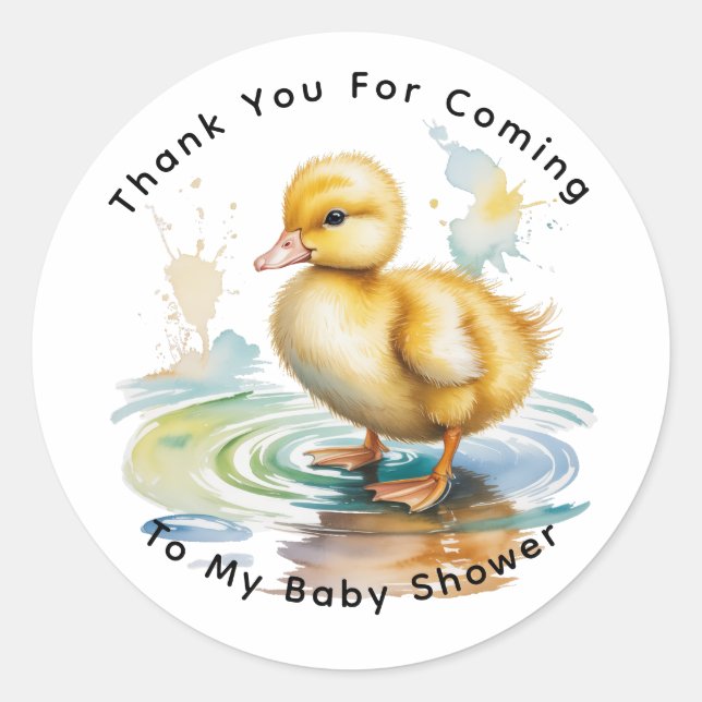 Cute Duckling Gender Neutral Baby Shower Classic Round Sticker (Front)