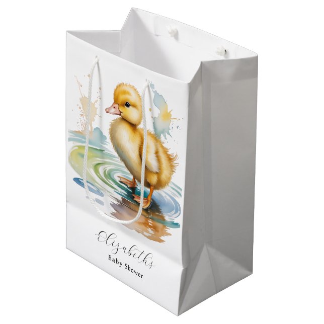 Cute Duckling Gender Neutral Baby Shower Medium Gift Bag (Front Angled)