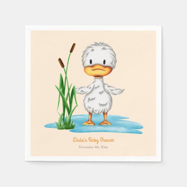 Cute Duckling Gender Neutral Baby Shower Napkins (Front)