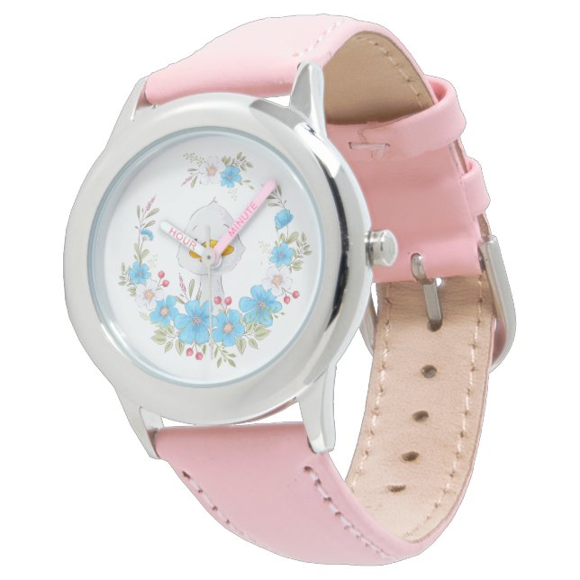 Cute Duckling In Flower Wreath Watch (Angled)
