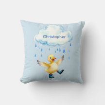 Cute Duckling Playing in the Rain