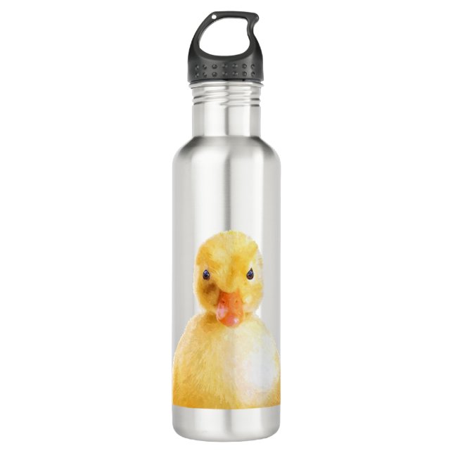 Cute Duckling Portrait Stainless Steel Water Bottle (Front)