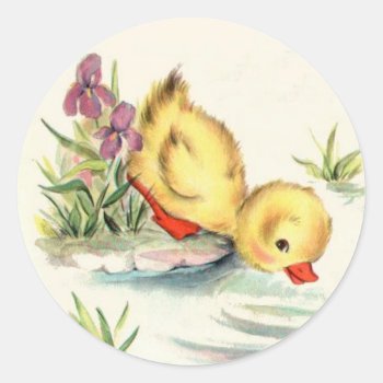 Cute Duckling Stickers by Vintage_Obsession at Zazzle