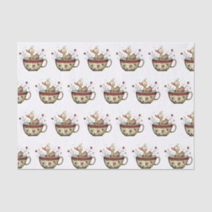 Cute Duckling Teacup Wildflower Whimsical Tissue Paper