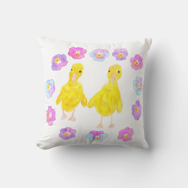 Cute Duckling Throw Pillow (Front)