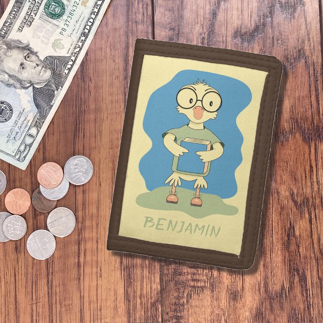 Cute Duckling with Book Kid Brown Wallet  (Creator Uploaded)