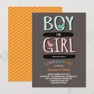 Cute Ducks Baby Boy or Girl Gender Reveal Party Invitation