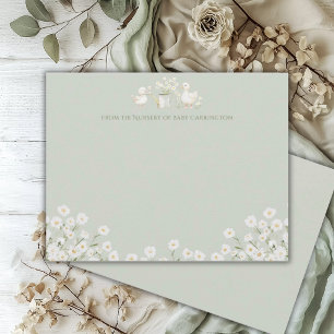 Cute Ducks & Daisies Baby Shower Note Card