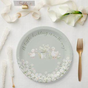 Cute Ducks & Daisies Baby Shower Paper Plates