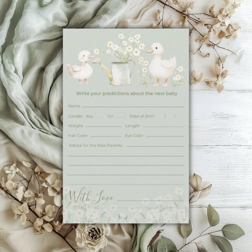 Cute Ducks & Daisies Predictions Baby Shower Games