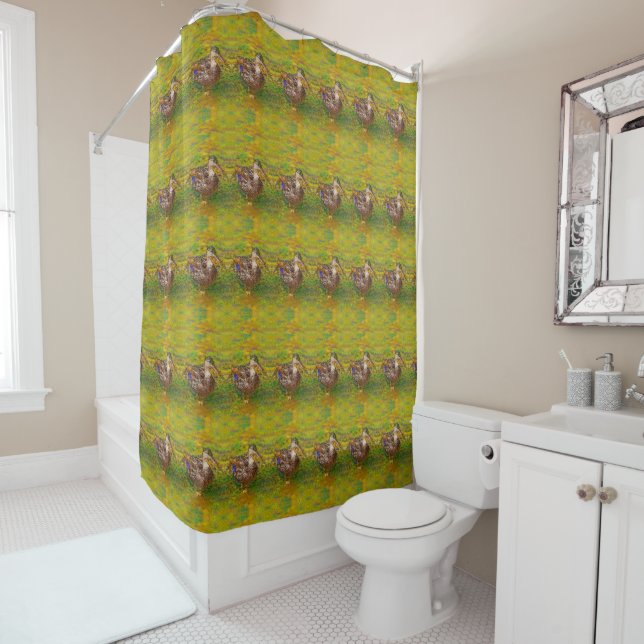 Cute Ducks In A Row Animal Pattern  Shower Curtain (In Situ)