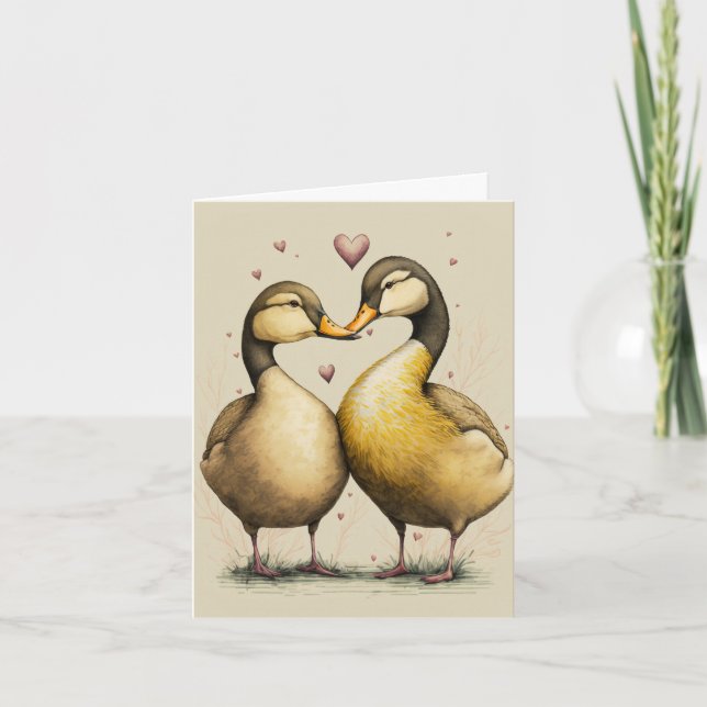 Cute Ducks in Love Greeting Card for Anniversaries (Front)