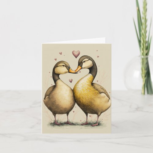 Cute Ducks in Love Greeting Card for Anniversaries