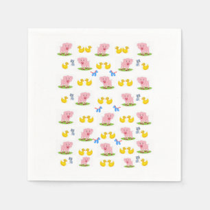 Cute Ducks & Pig Paper Napkin