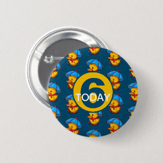 Cute Ducks Under Umbrellas Kids Birthday Age Button