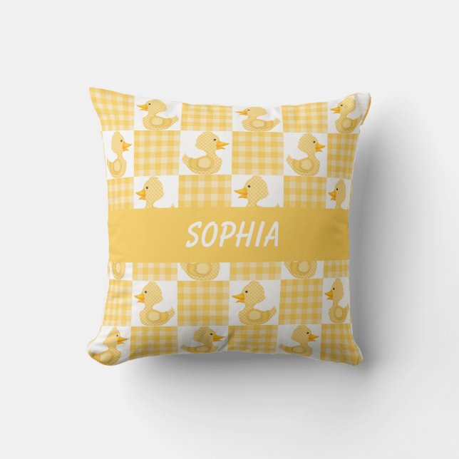 Cute Ducks (Yellow) Throw Pillow (Front)