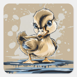 Cute ducky square sticker
