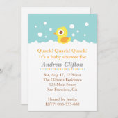 Cute Ducky with Bubbles Baby Shower Party Invitation (Front/Back)