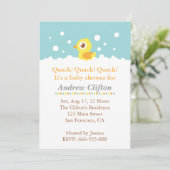 Cute Ducky with Bubbles Baby Shower Party Invitation (Standing Front)