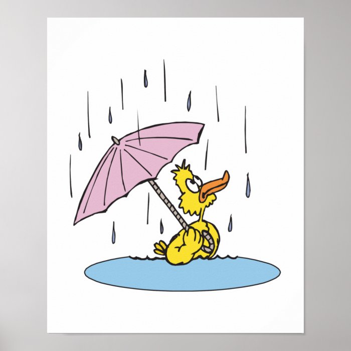 cute ducky with umbrella print