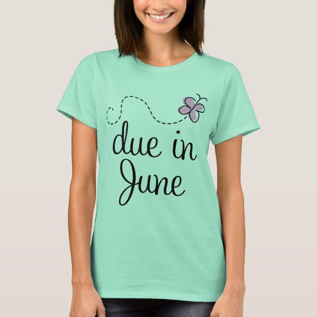 Cute Due In June Announcement T-shirt (Front)