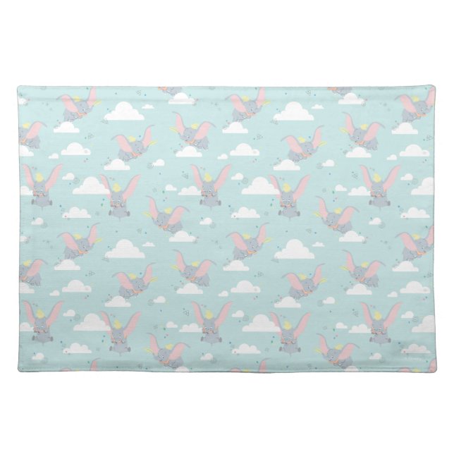 Cute Dumbo Blue Tribal Pattern Cloth Placemat (Front)