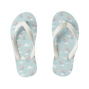 Cute Dumbo Blue Tribal Pattern Kid's Flip Flops